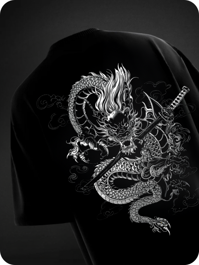 DRAGON - OVESIZED TEE / 240GSM KUROJI