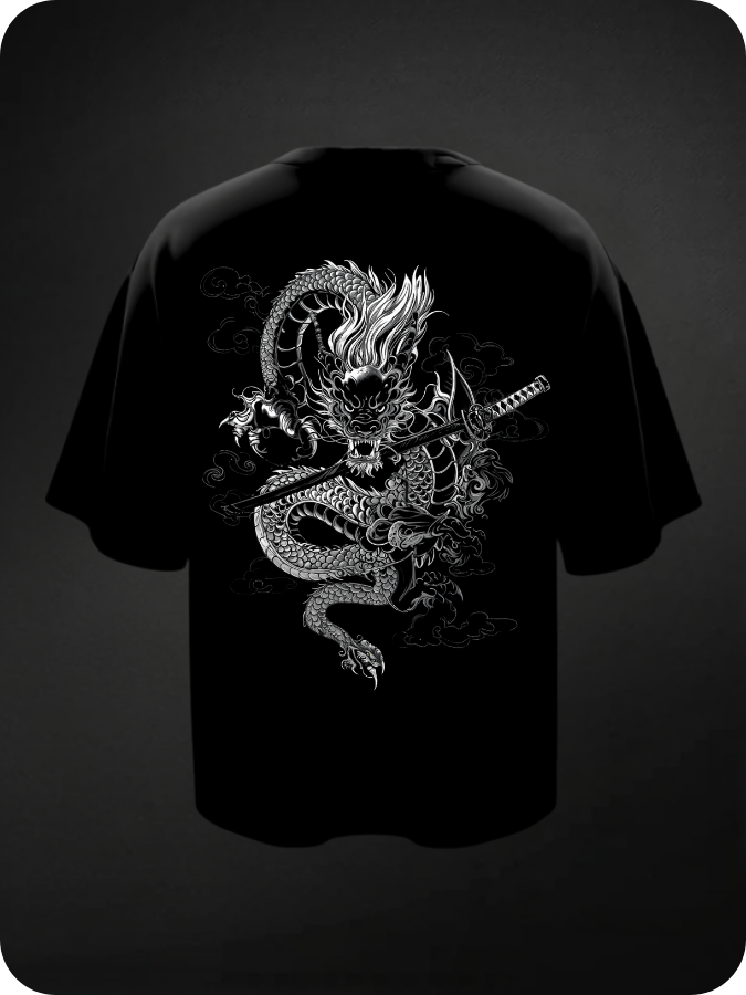 DRAGON - OVESIZED TEE / 240GSM KUROJI
