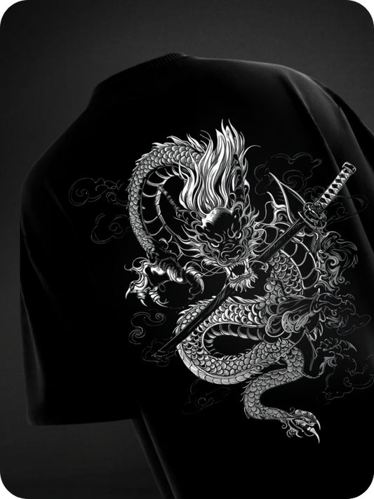 DRAGON - OVESIZED TEE / 240GSM KUROJI